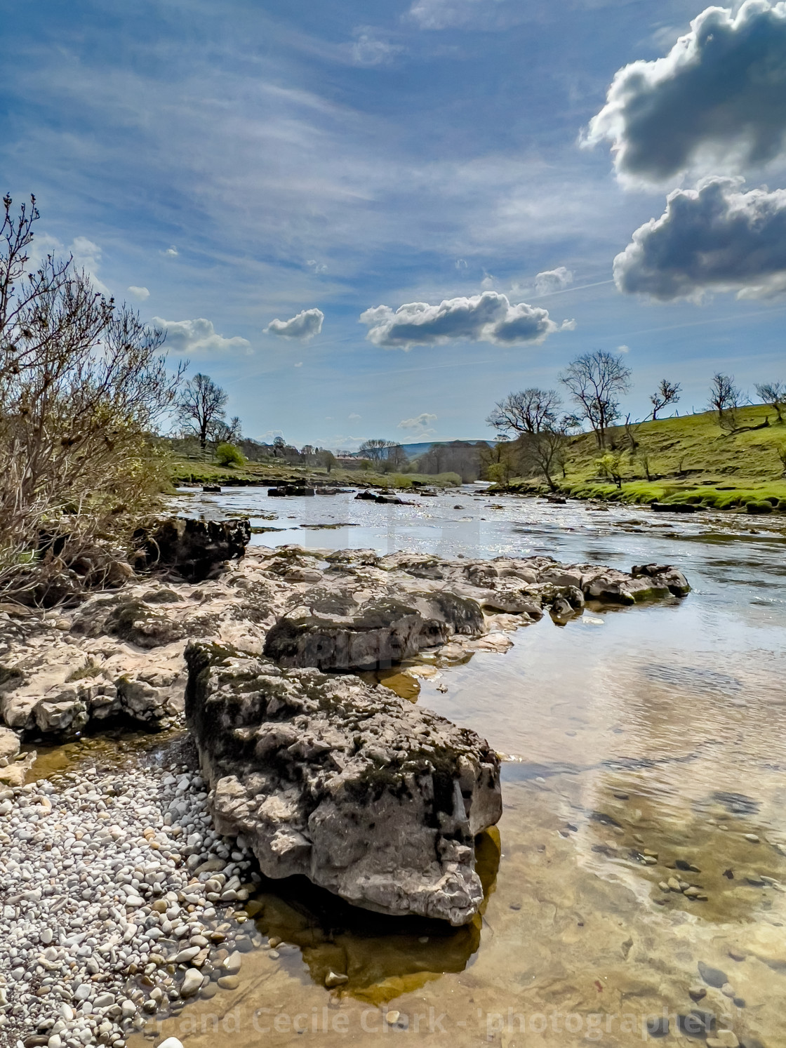 "River Wharfe, Grassington." stock image