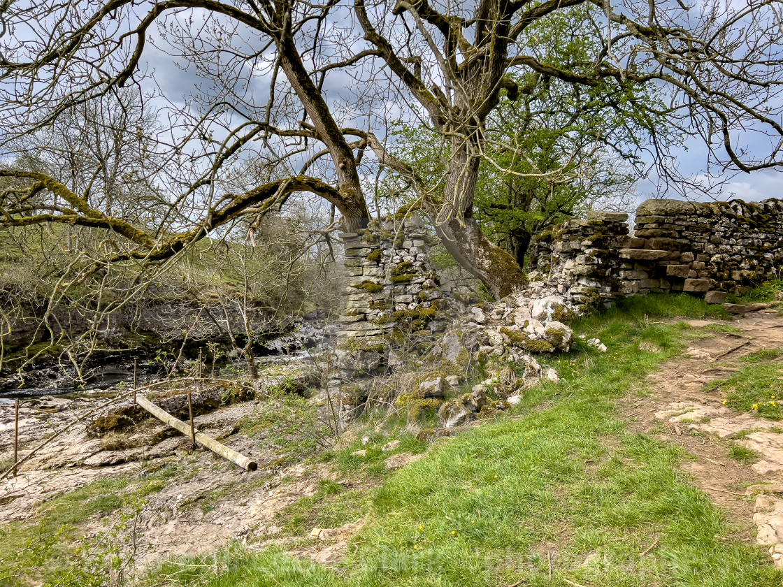 "Footpath next to River Wharfe." stock image