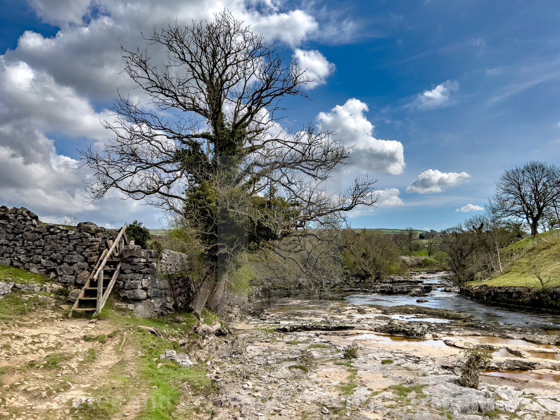 "Footpath next to River Wharfe." stock image