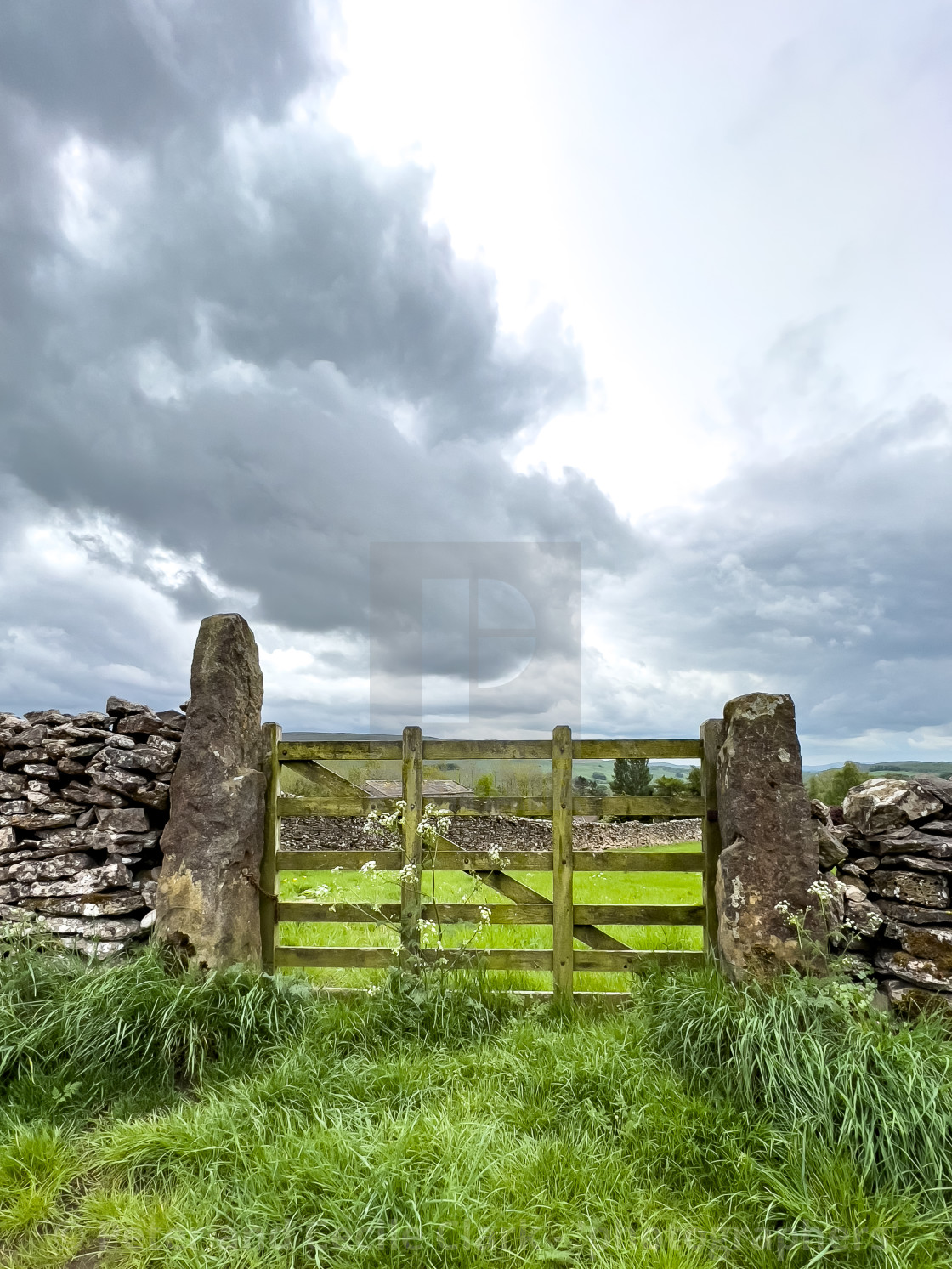 "Yorkshire Dales Dry Stone Wall and Gate." stock image