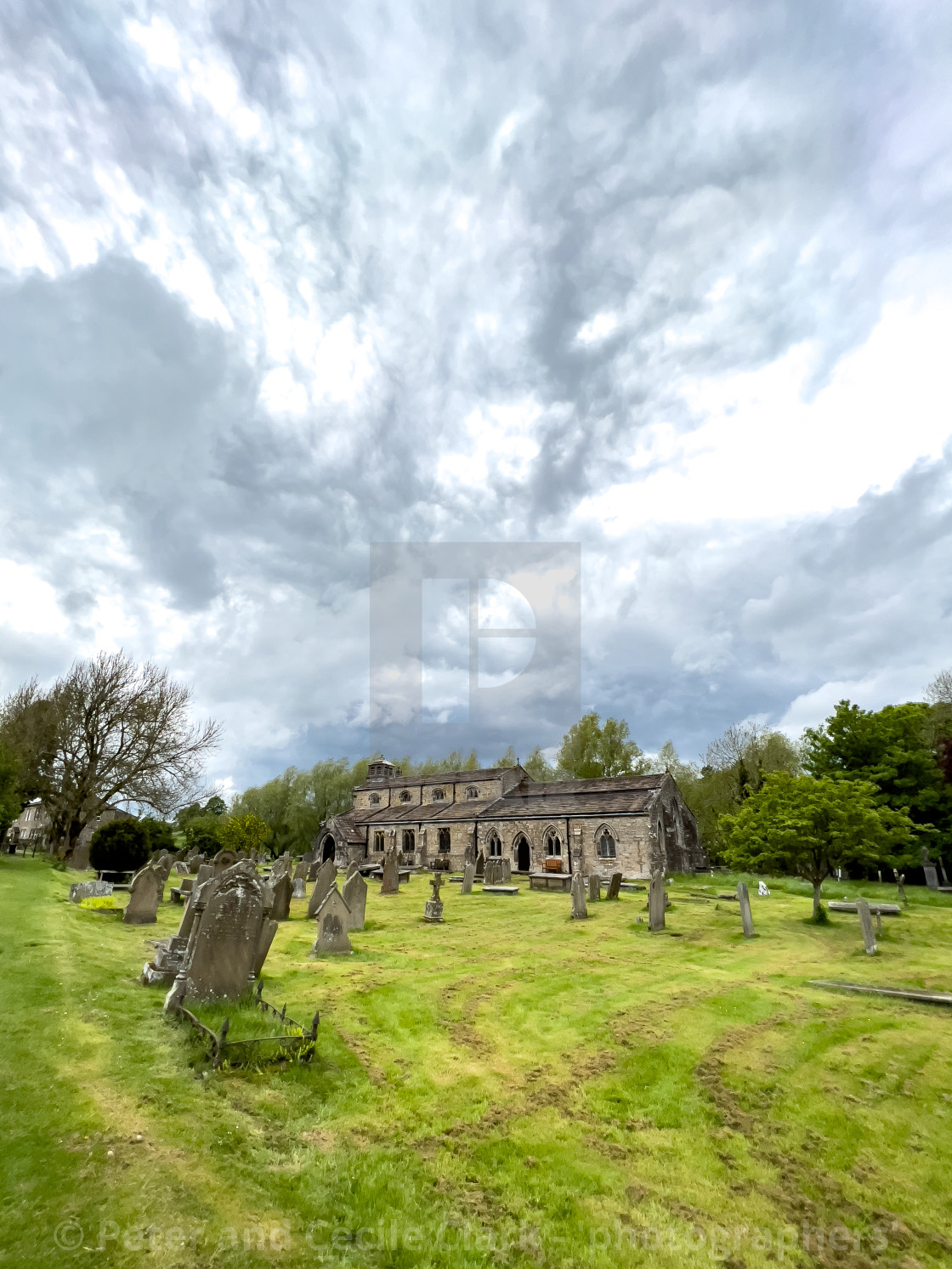 "ST MICHAEL AND ALL ANGELS PARISH CHURCH AND CEMETERY, LINTON IN CRAVEN." stock image