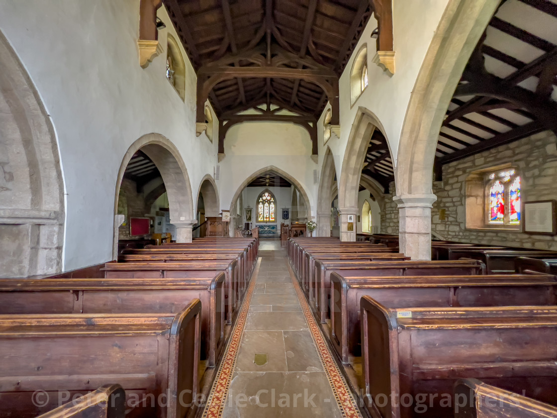 "Interior, Parish Church, St Michael and All Angels, Linton in Craven." stock image