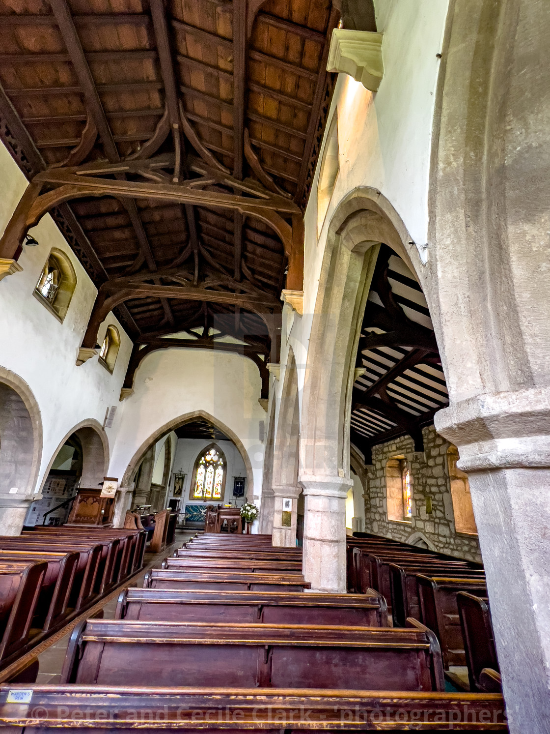 "Interior, Parish Church, St Michael and All Angels, Linton in Craven." stock image