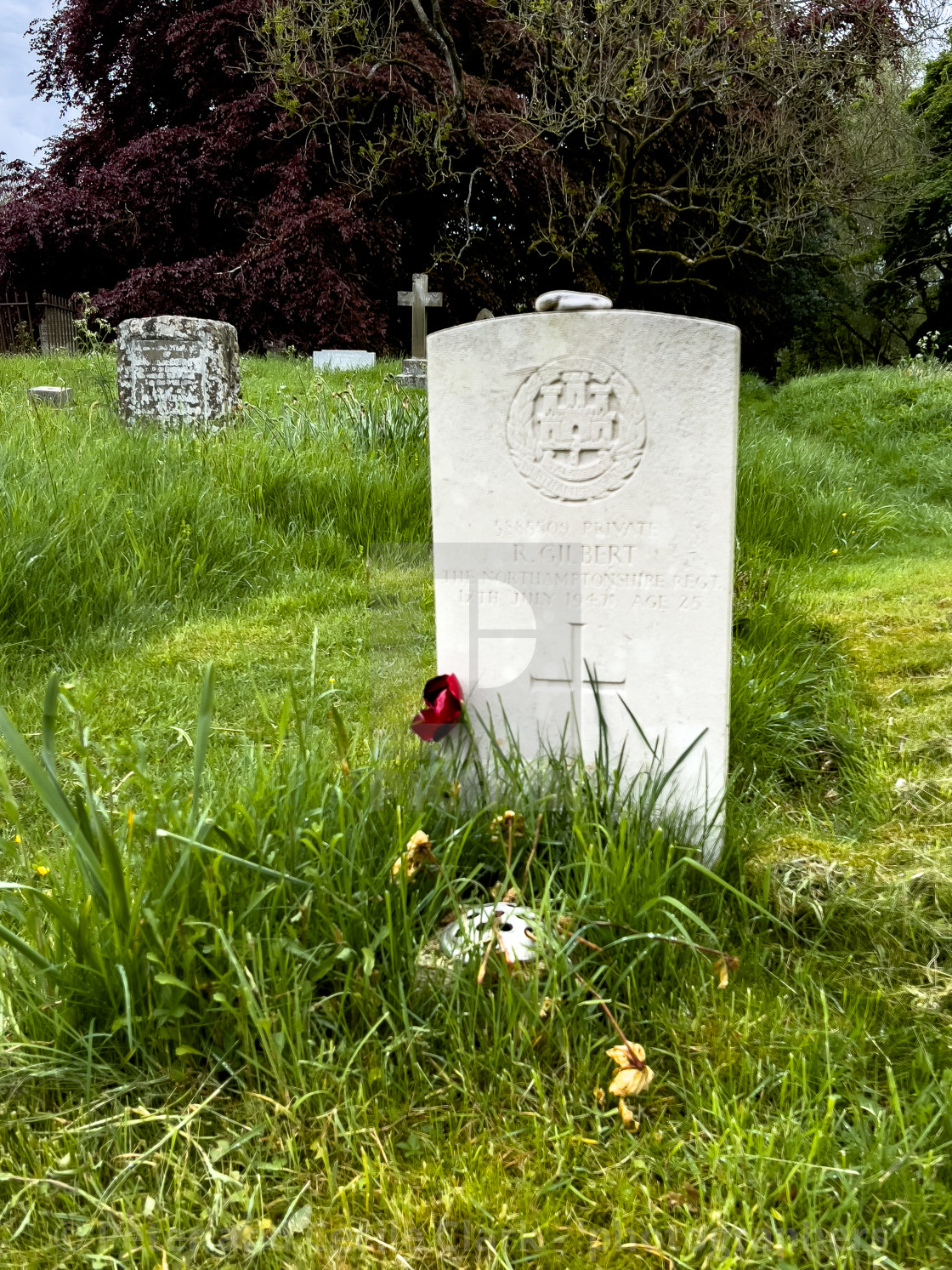 "Commonwealth War Grave, Parish Church, St Michael and All Angels, Linton in Craven." stock image