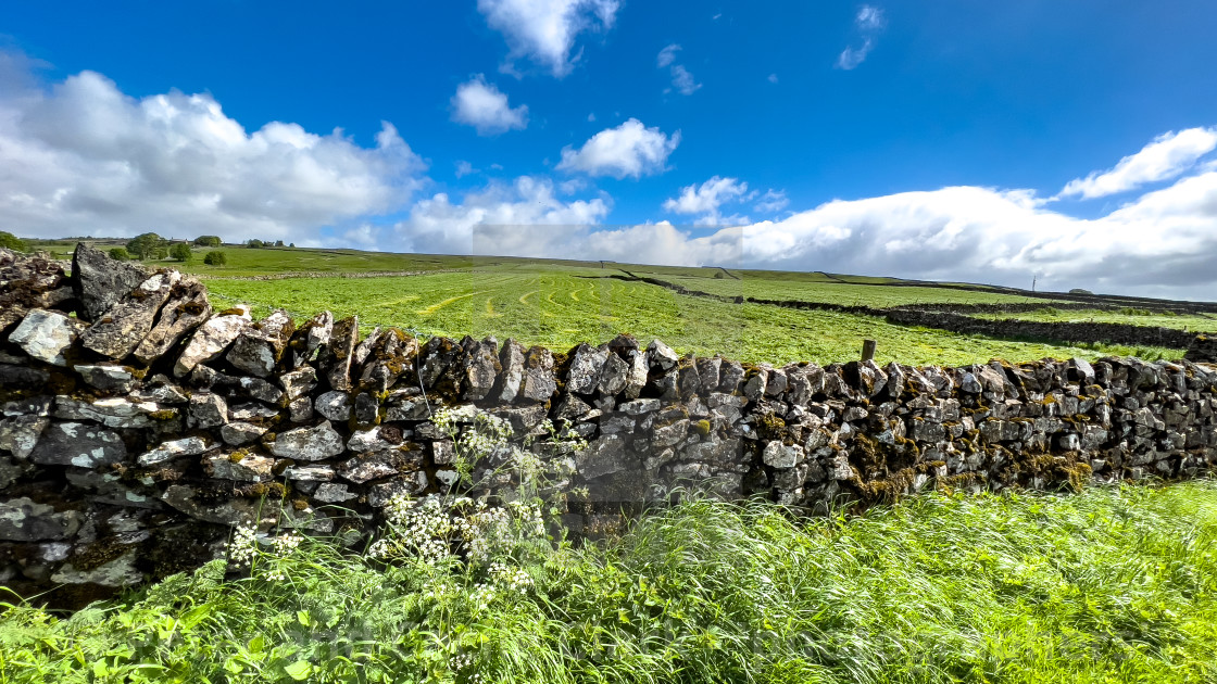 "Fields and Pastures, Grassington, Yorkshire Dales, England." stock image