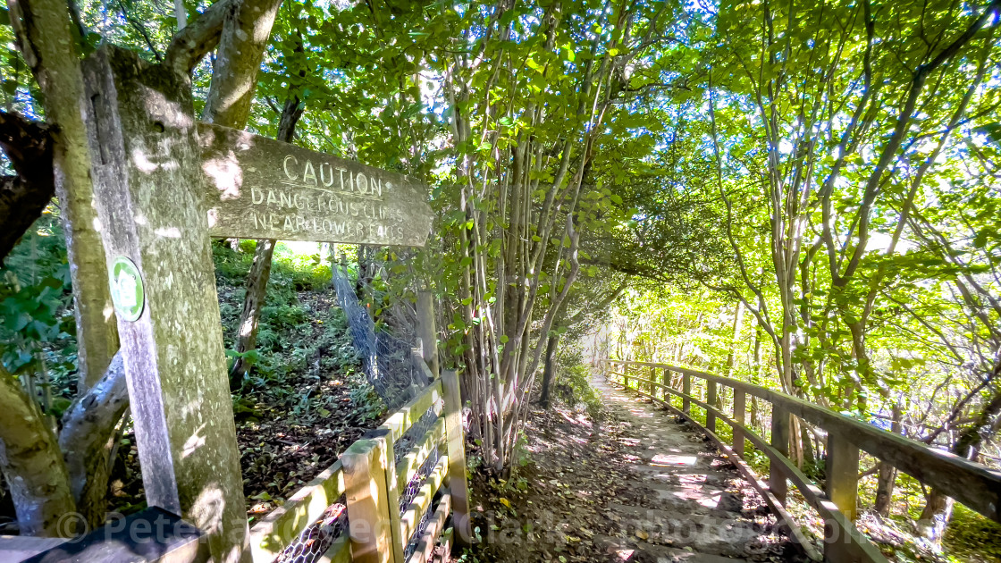 "Aysgarth Falls, Caution Signpost." stock image