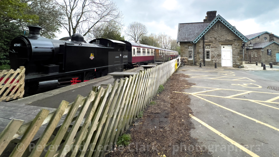 "Hawes Railway Station and Steam Train" stock image