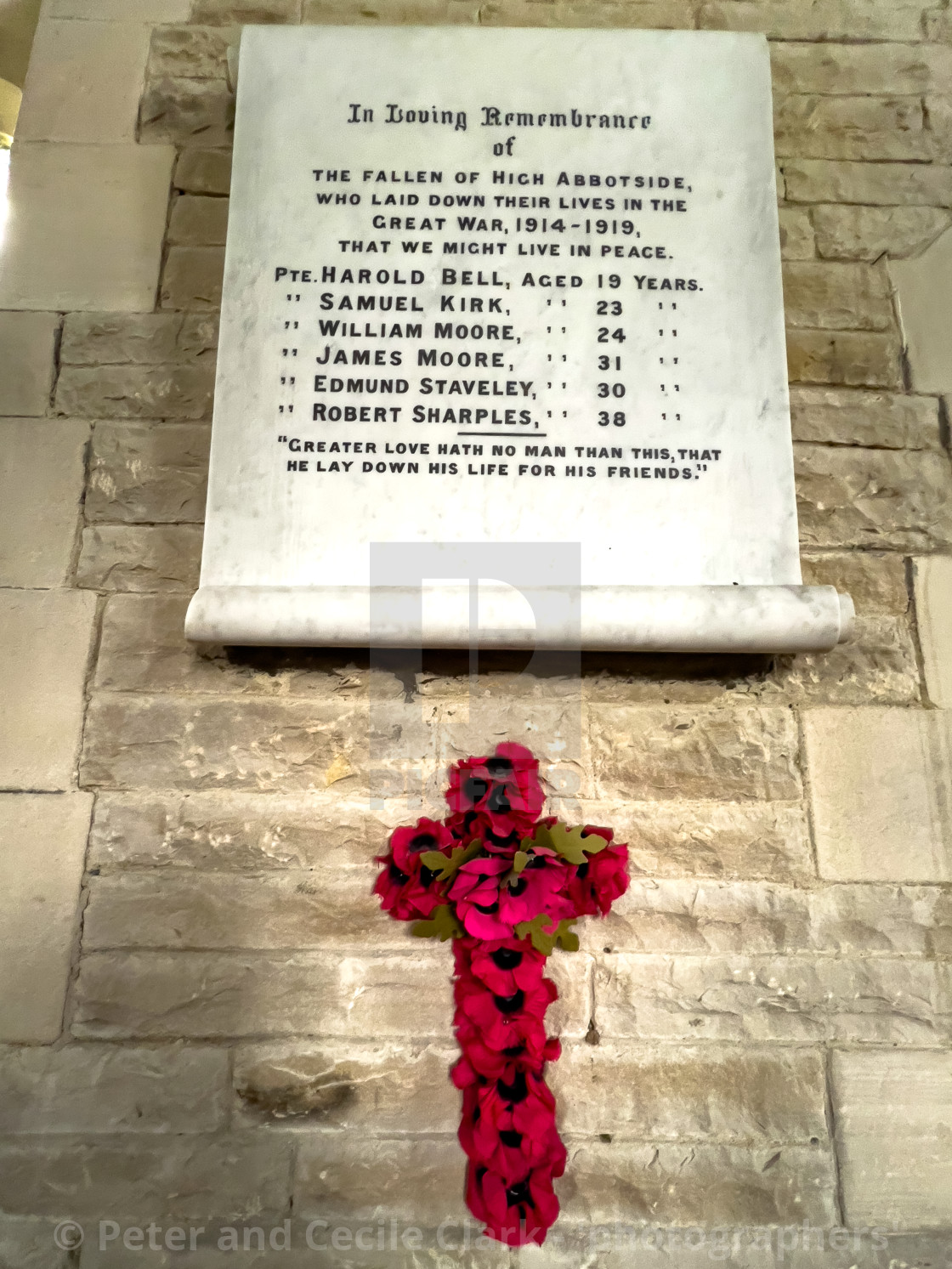 "Hardraw, Church of St Mary and St John, Remembrance Plaque, Great War." stock image