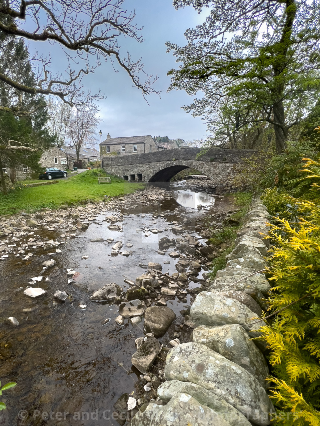 "Hardraw Beck, Arched Stone Bridge." stock image