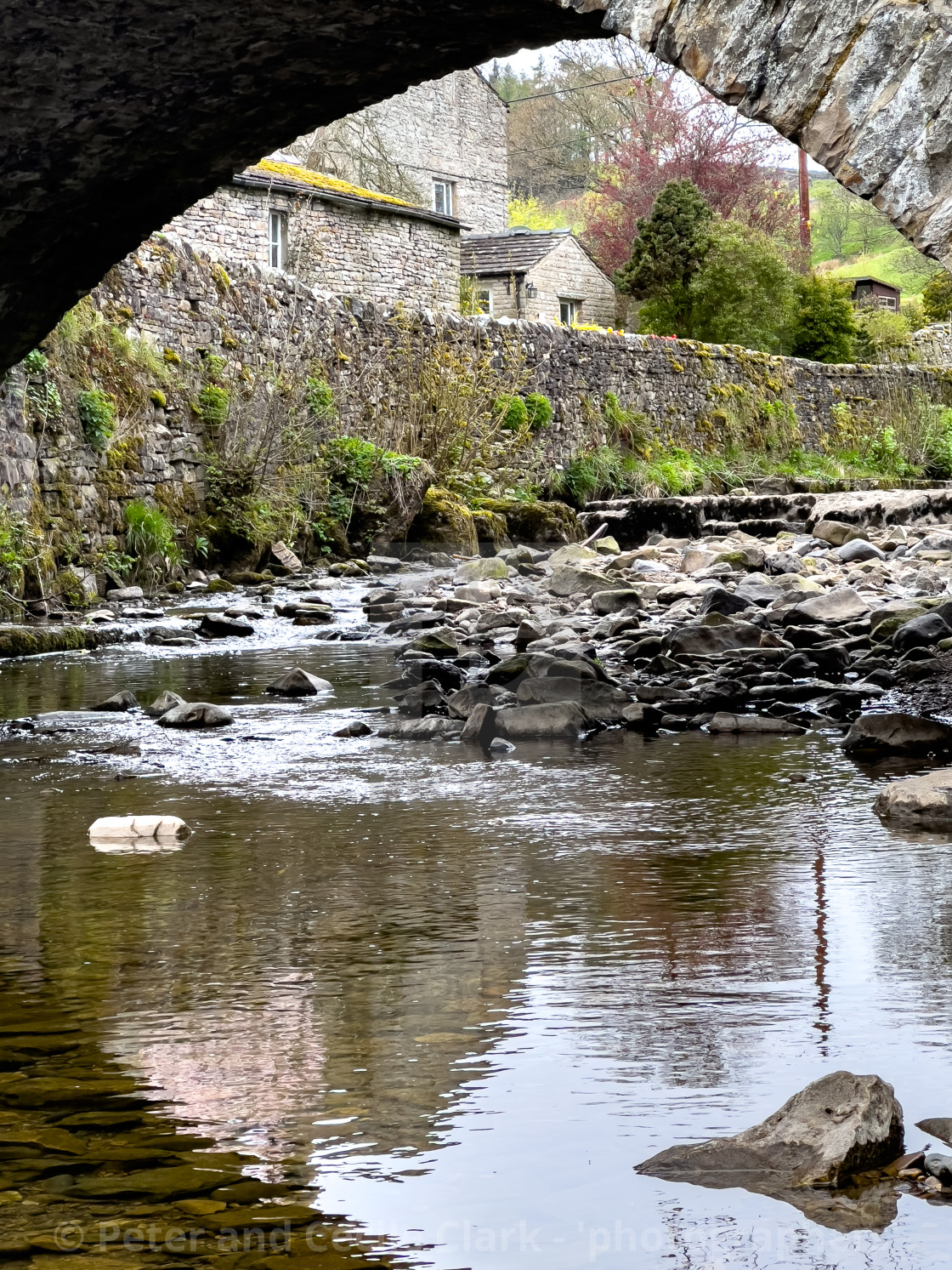 "Hardraw Beck, Arched Stone Bridge." stock image