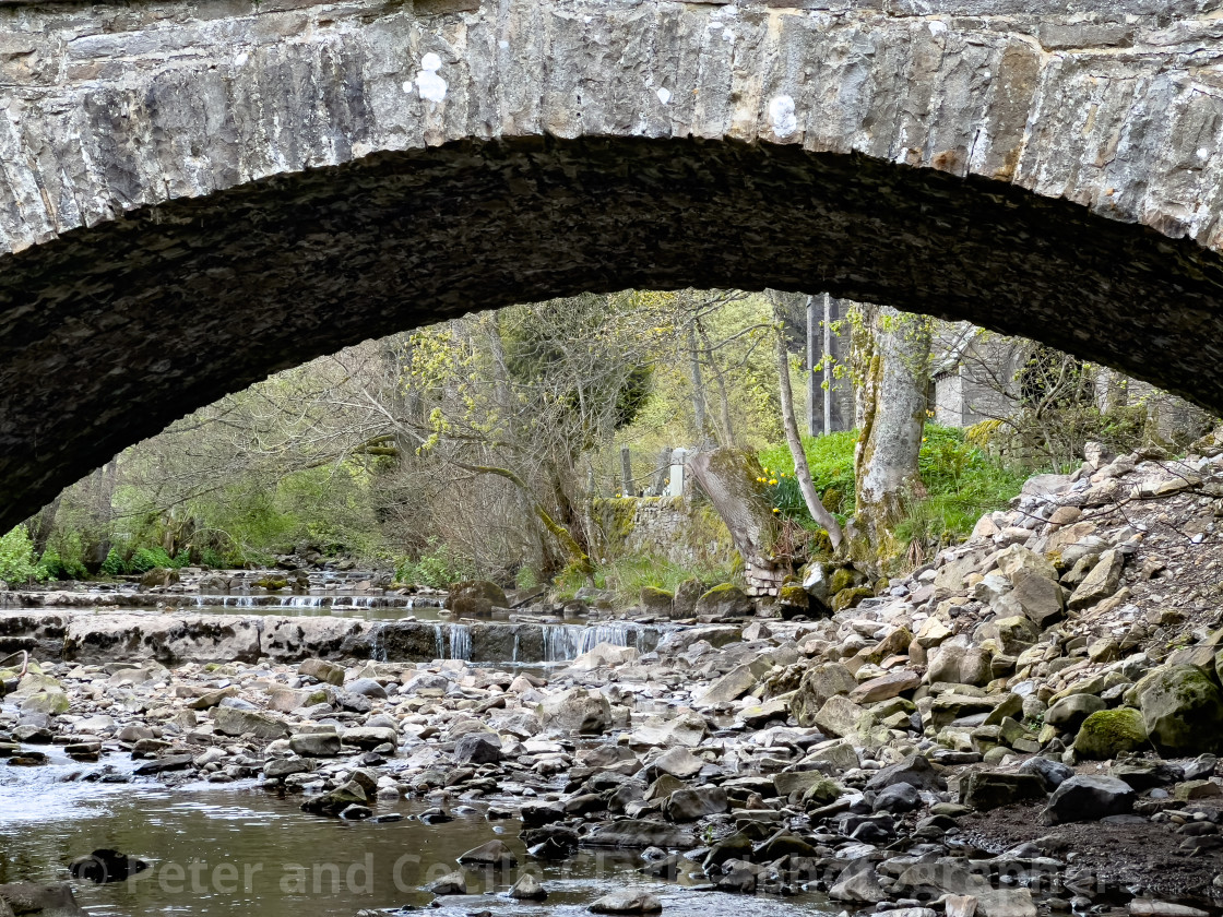 "Hardraw Beck, Arched Stone Bridge." stock image