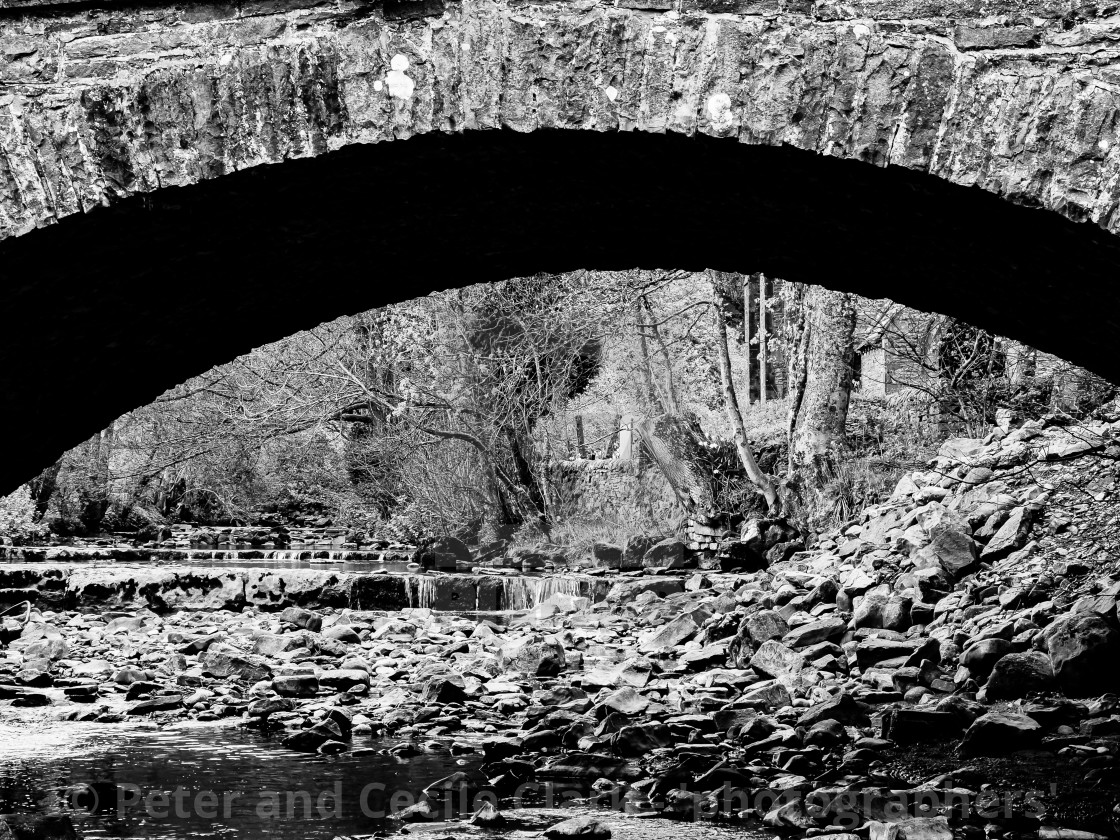 "Hardraw Beck, Arched Stone Bridge." stock image