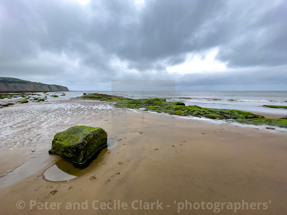 "Robin Hoods Bay Beach" stock image