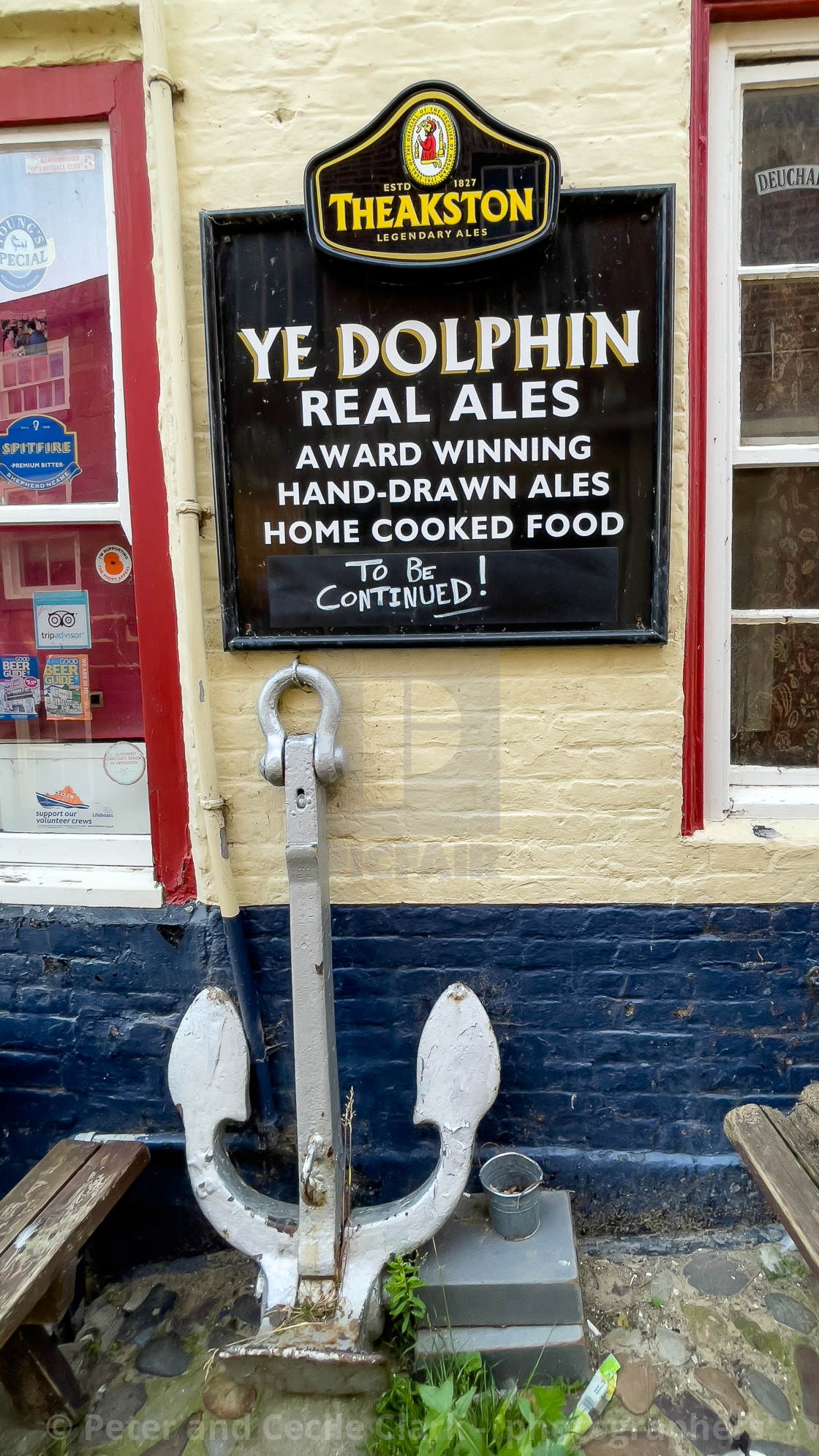 "Robin Hoods Bay, Ye Dolphin." stock image