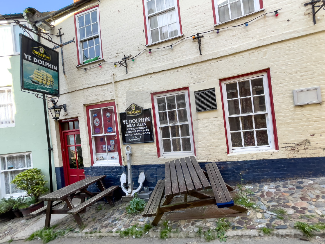 "Robin Hoods Bay, Ye Dolphin." stock image