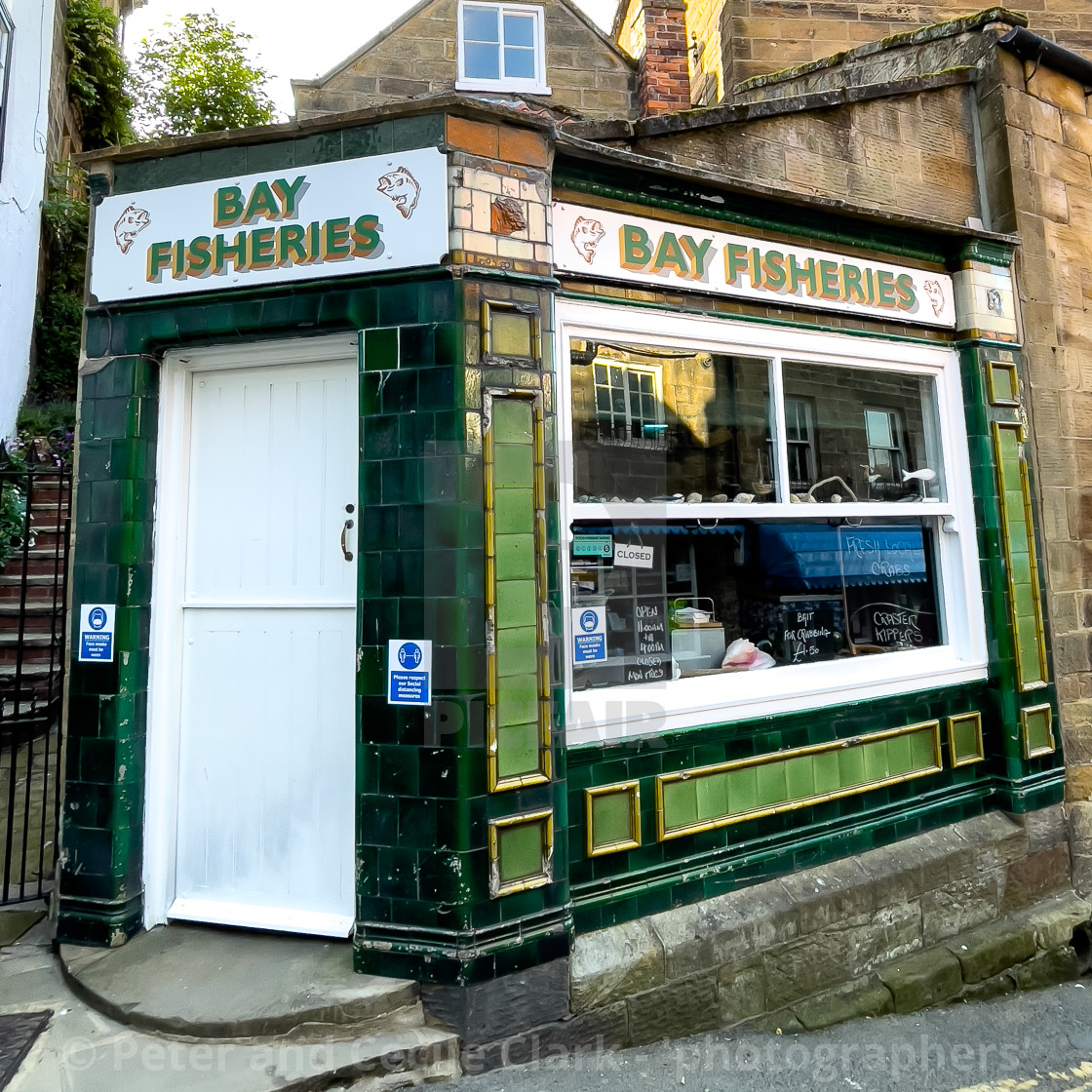 "Fish Mongers, Robin Hoods Bay" stock image