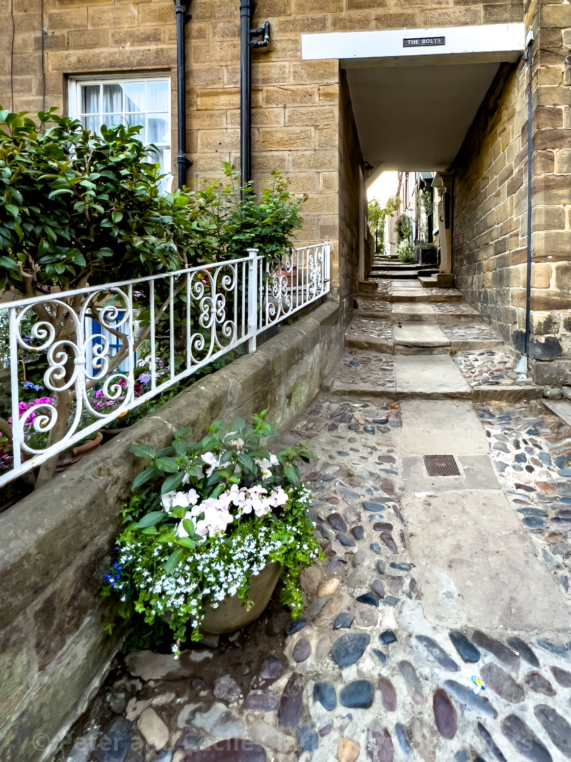 "Ginnel, Robin Hoods Bay." stock image