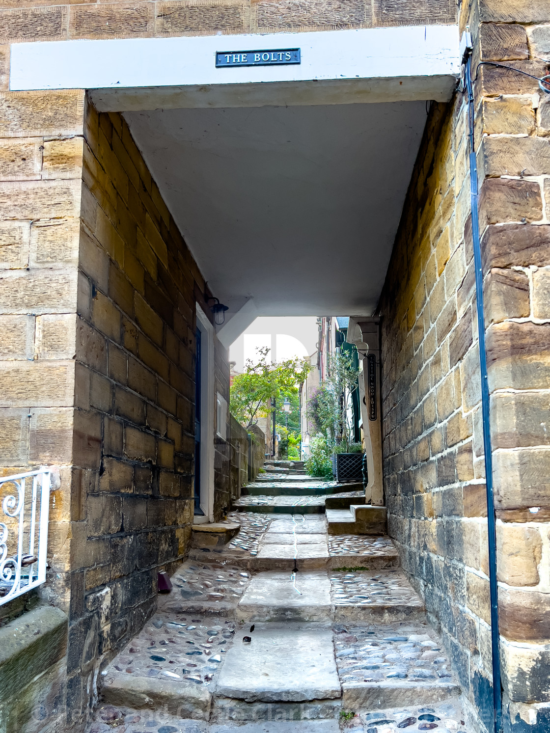 "Ginnel, Robin Hoods Bay." stock image