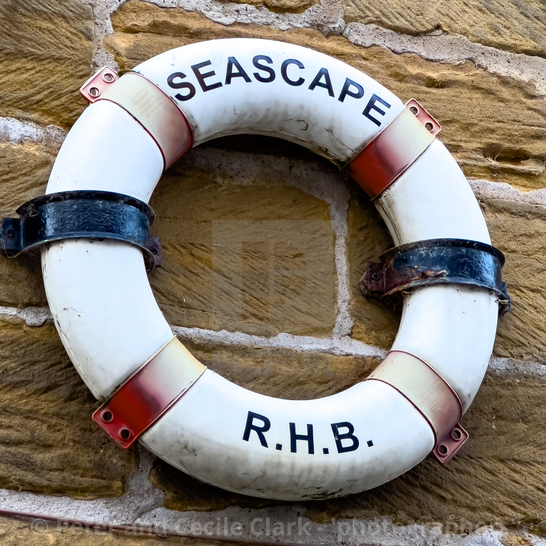 "Life Buoy, Robin Hoods Bay." stock image