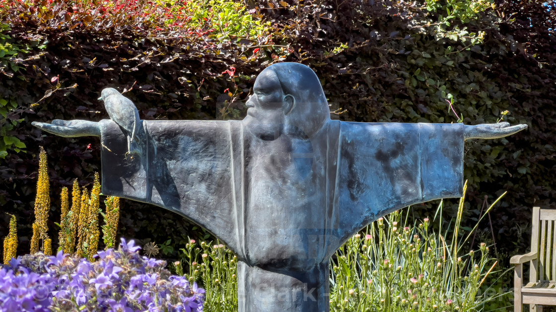 "Helmsley Walled Garden Sculpture. St Francis." stock image