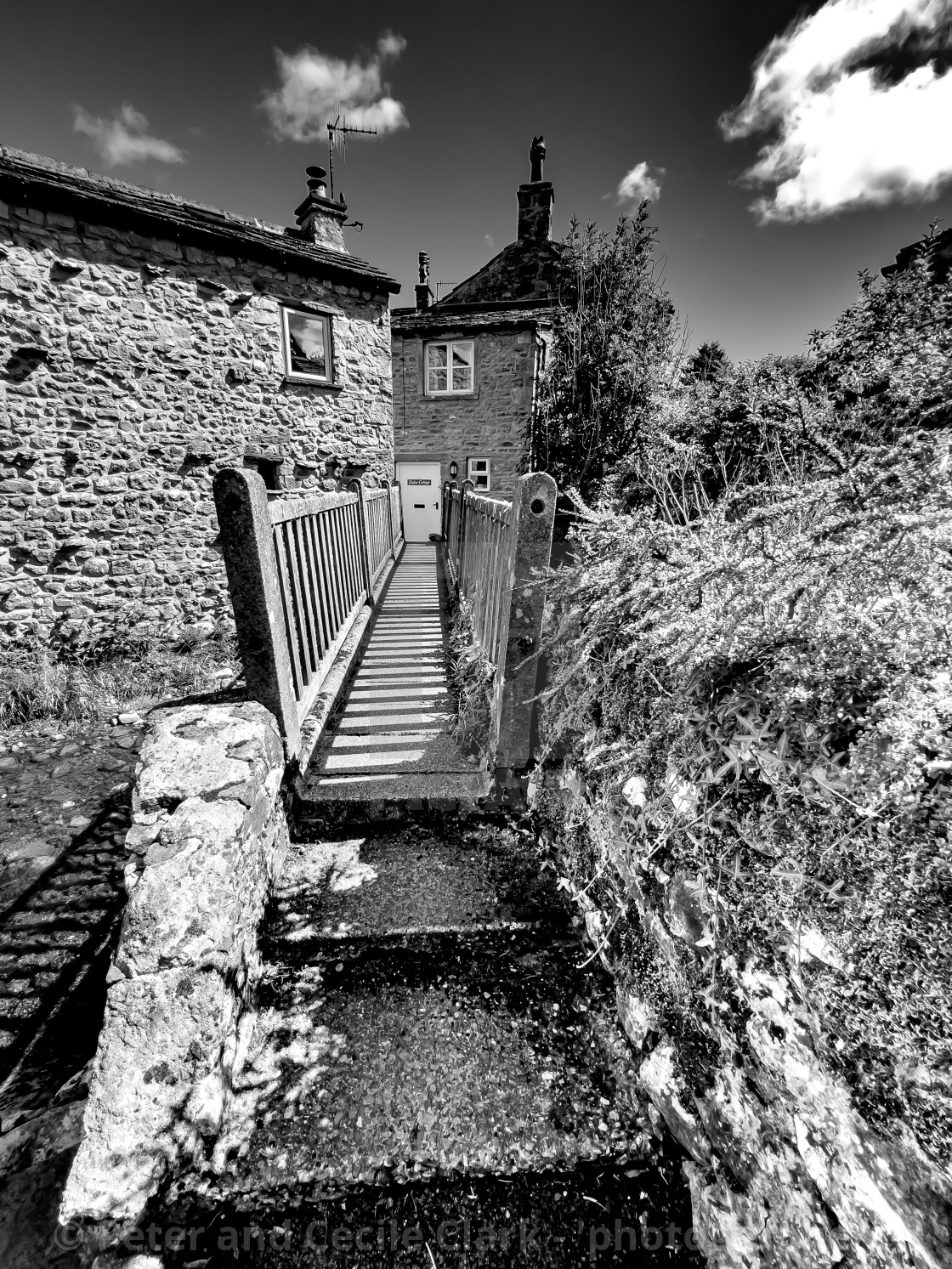 "Footbridge over Kettlewell Beck" stock image