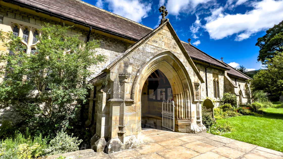 "St Mary's Church, Kettlewell." stock image