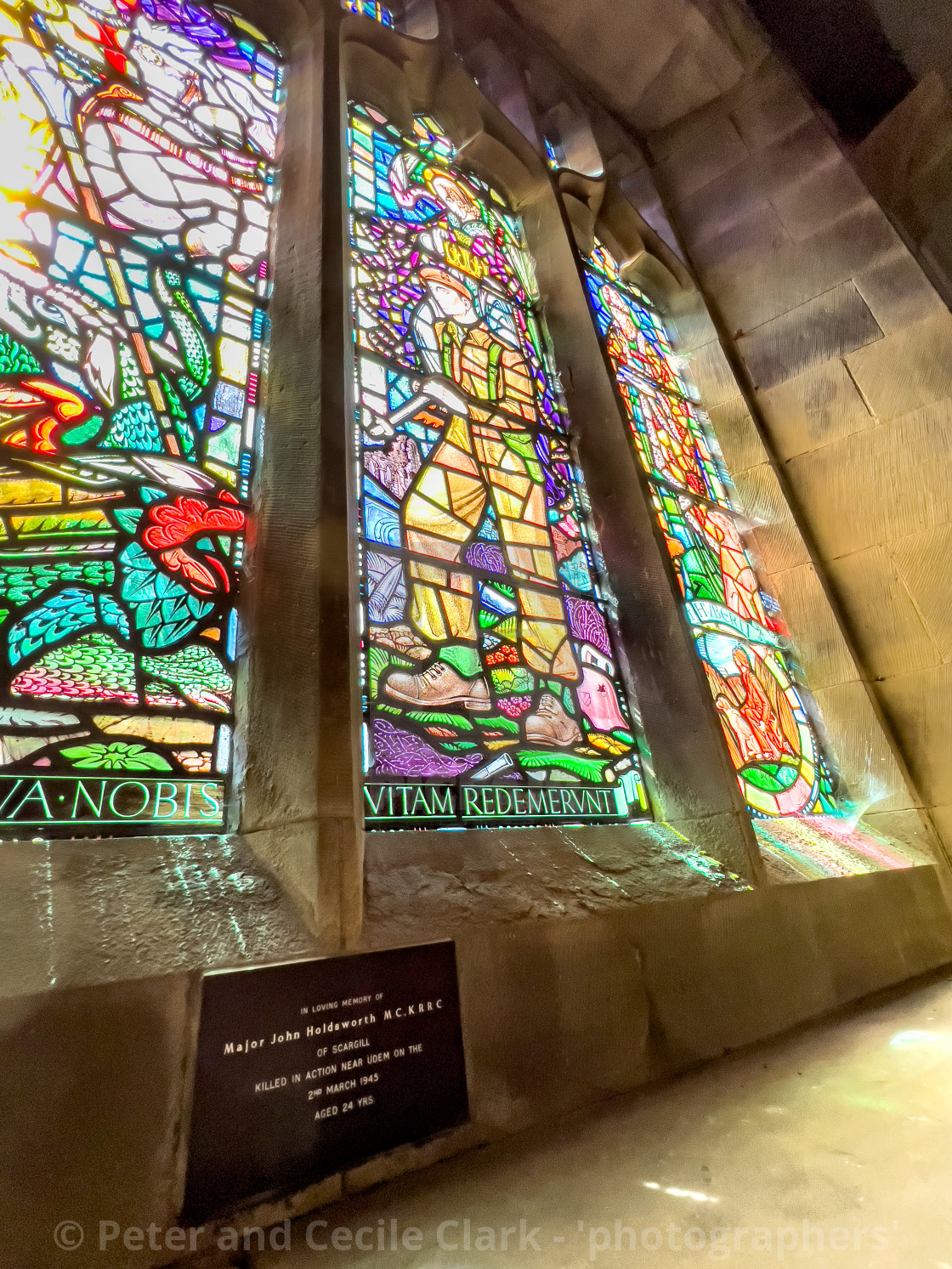 "Stained Glass Window Memorial, St. Mary's, Kettlewell" stock image