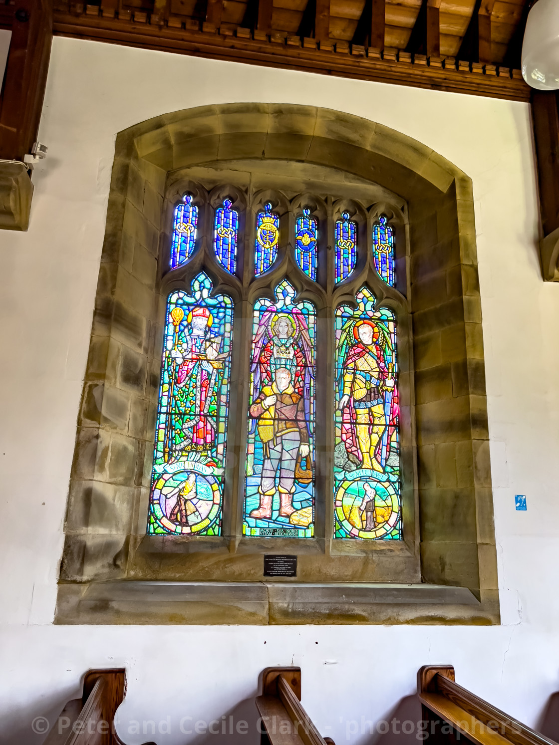 "Stained Glass Window Memorial, St. Mary's, Kettlewell" stock image