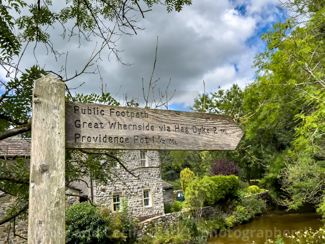 "Fingerpost at Kettlewell." stock image