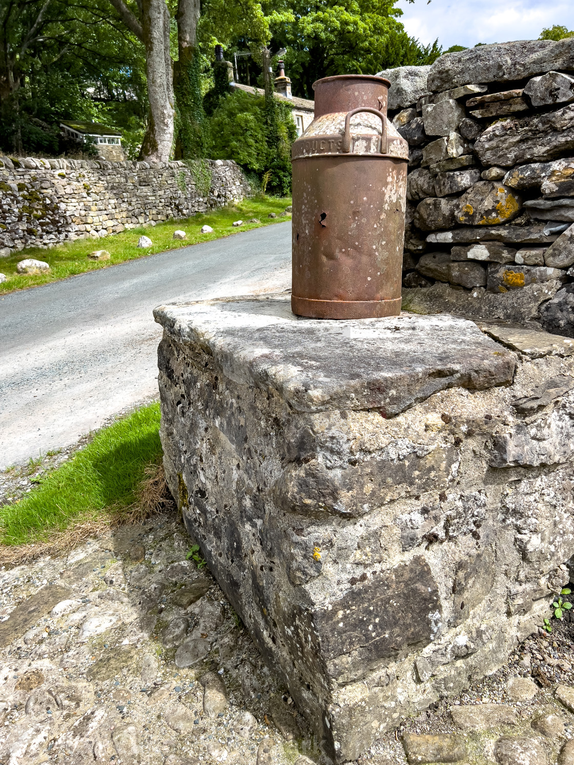 "Milk Churn in Kettlewell" stock image