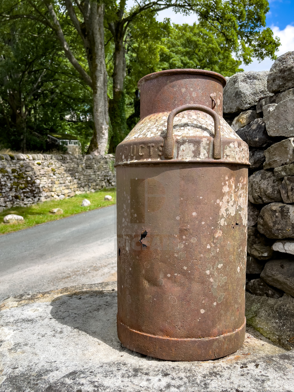 "Milk Churn in Kettlewell" stock image