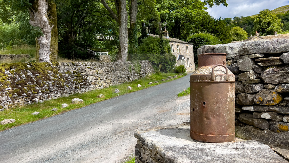 "Milk Churn in Kettlewell" stock image