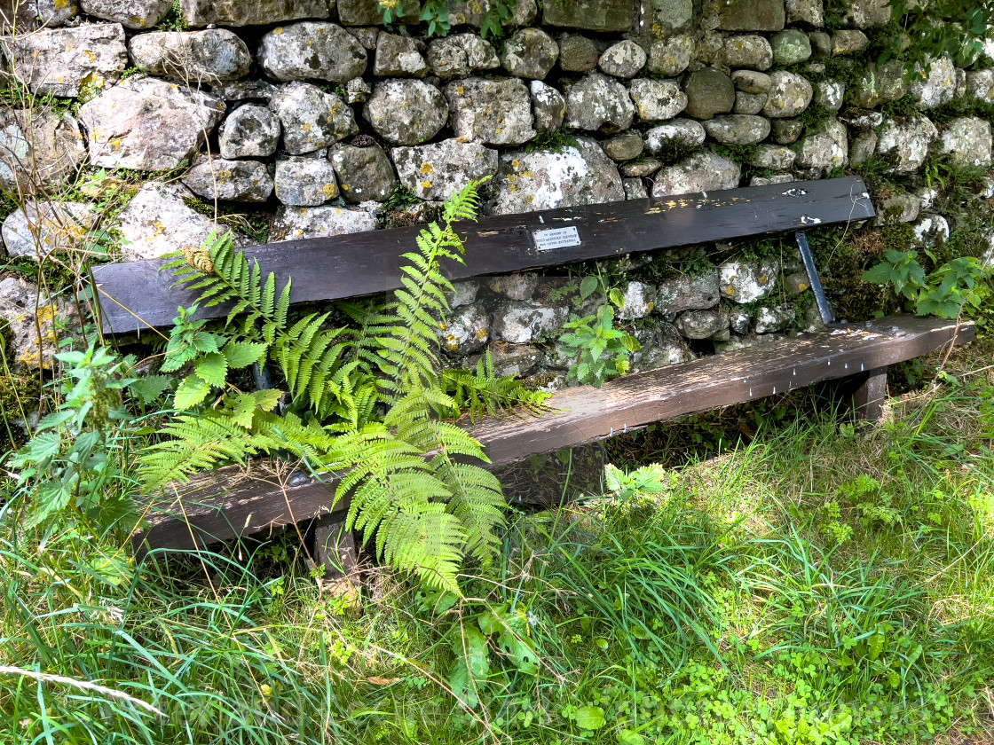 "Kettlewell Memorial Seat, Earnshaw." stock image