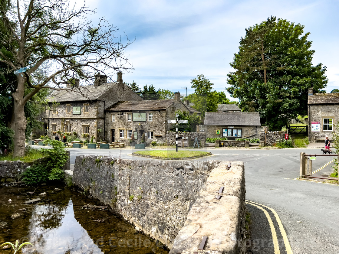 "Malham, Stone Arched Bridge," stock image