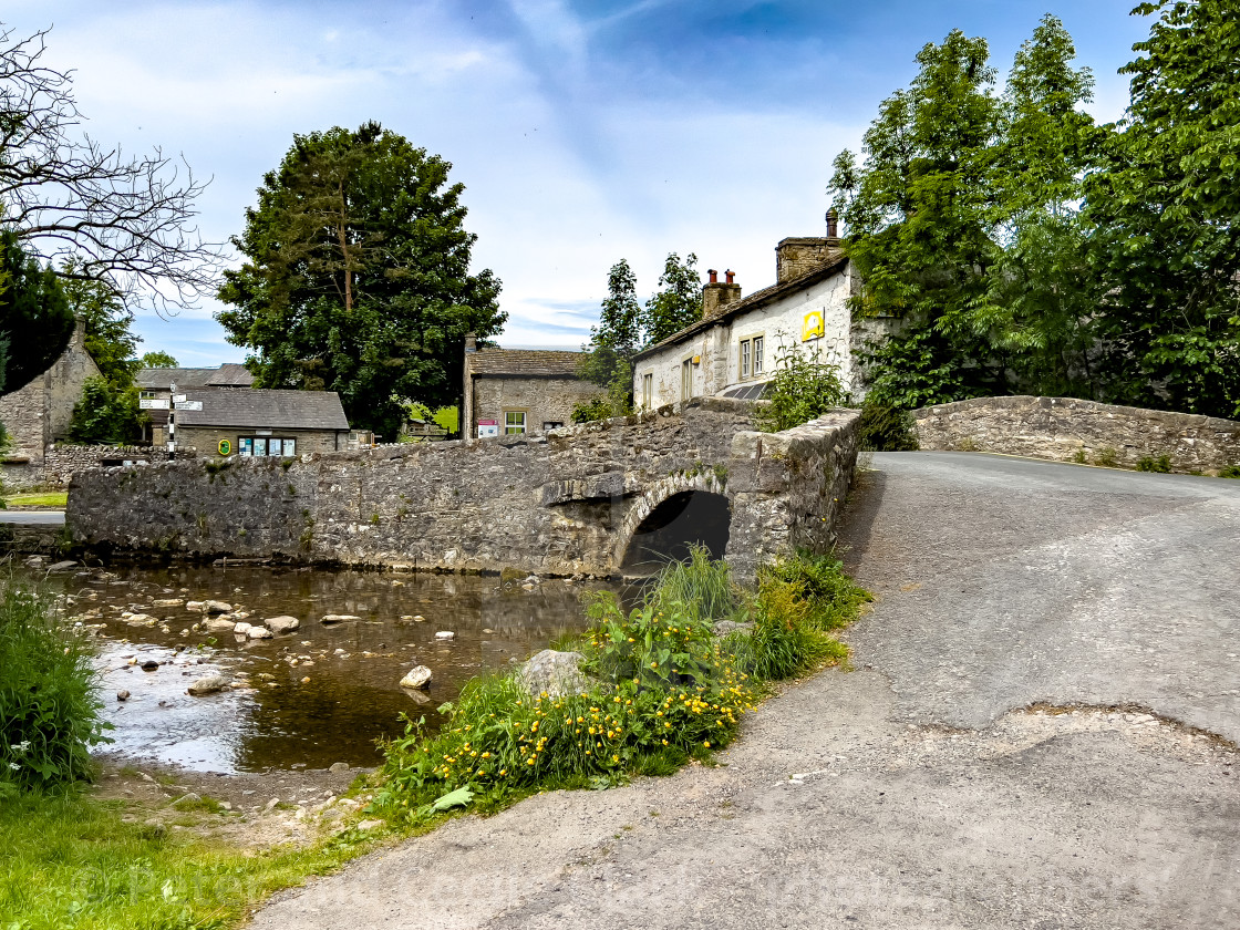 "Malham, Stone Arched Bridge," stock image