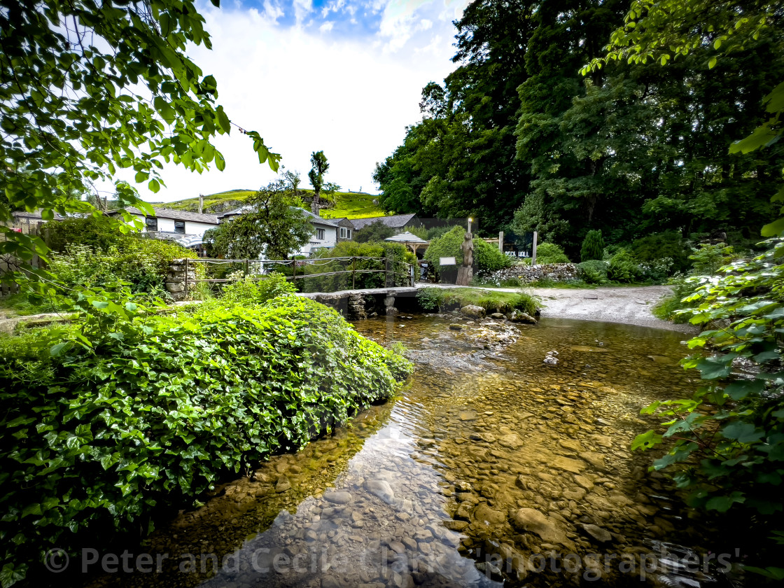 "Beck Hall and Malham Beck, Malham, Yorkshire Dales." stock image