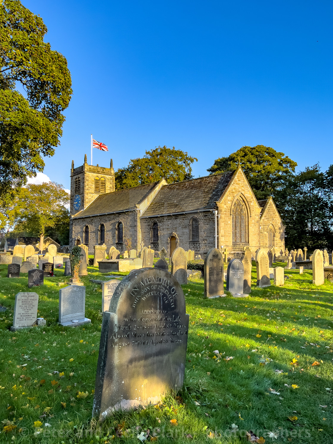 "St Peters Parish Church, Addingham, Wharfedale, Yorkshire." stock image