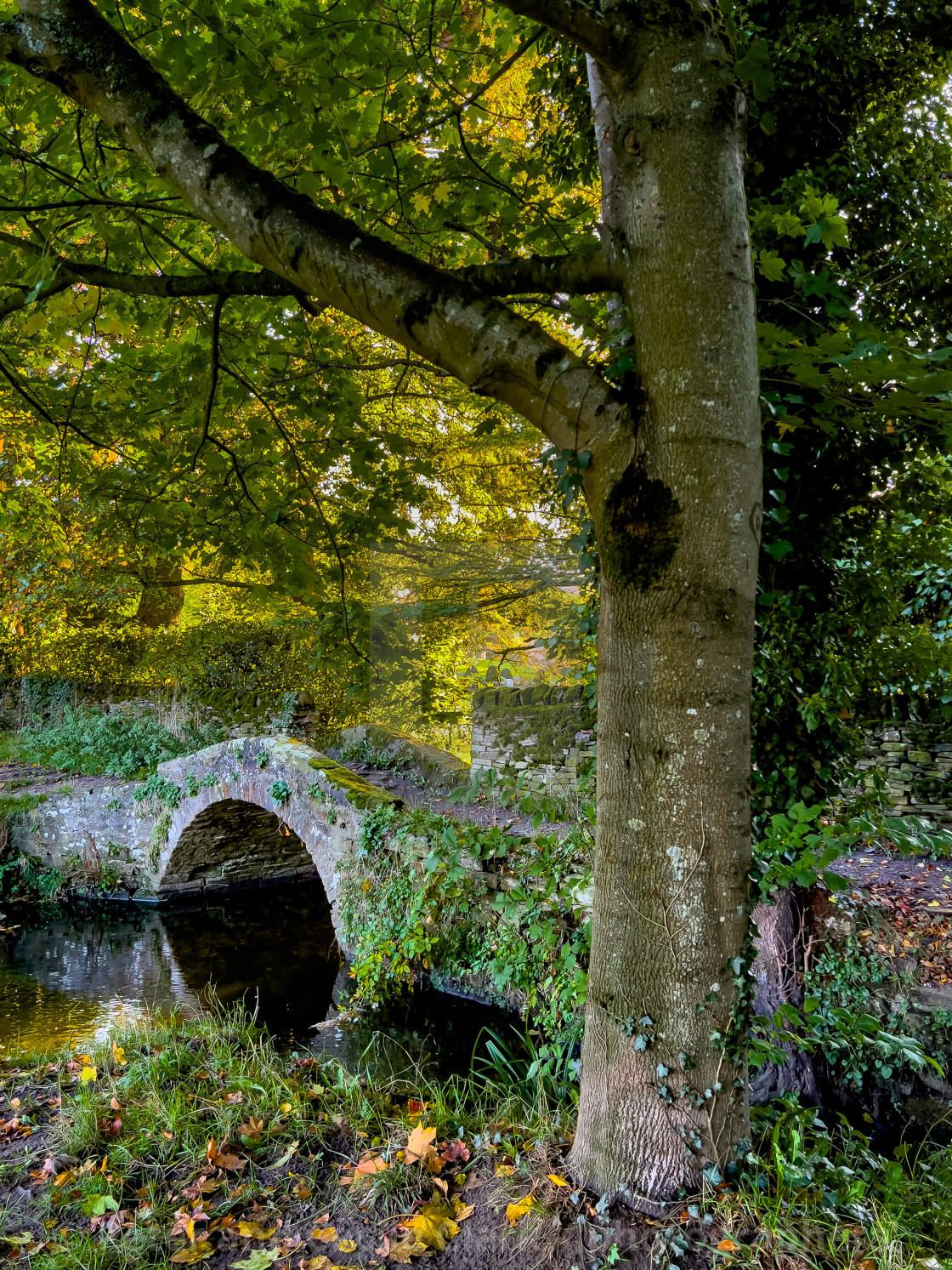 "Arched Stone Bridge, Addingham, Yorkshire." stock image