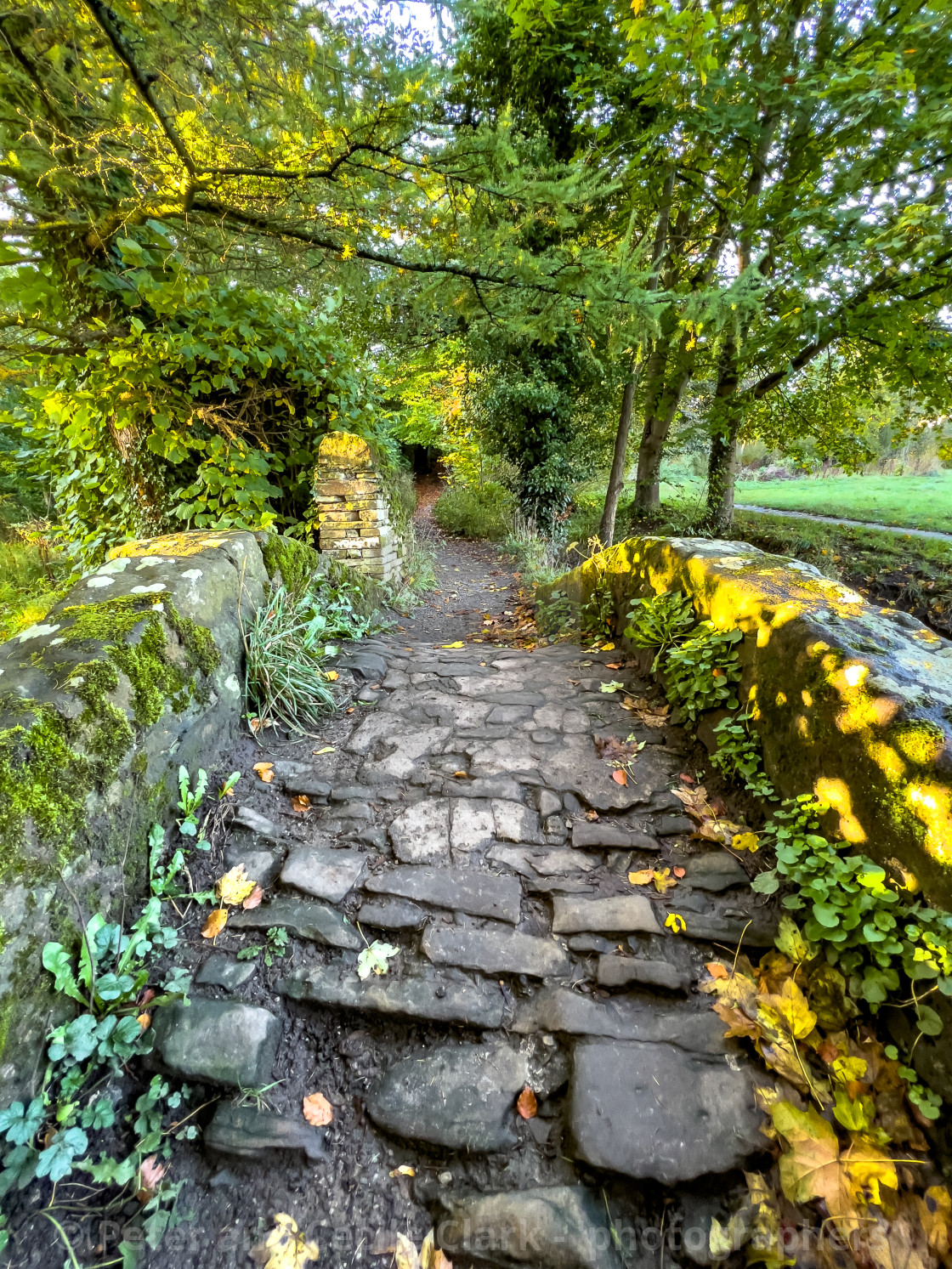 "Arched Stone Bridge, Addingham, Yorkshire." stock image