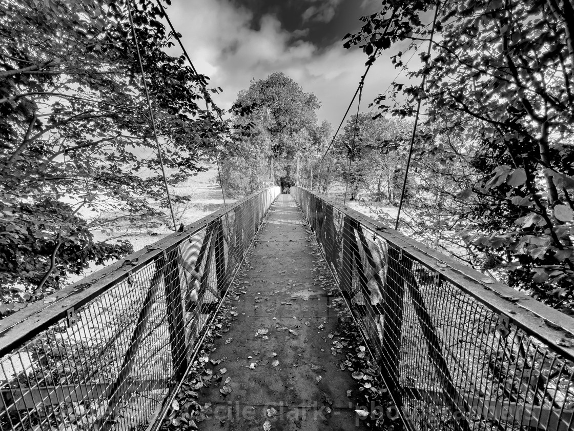 "Suspension Bridge, Addingham, Yorkshire." stock image