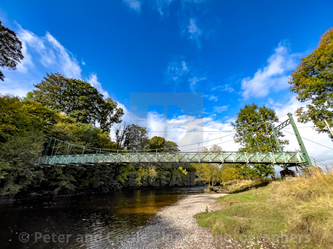 "Suspension Bridge, Addingham, Yorkshire." stock image