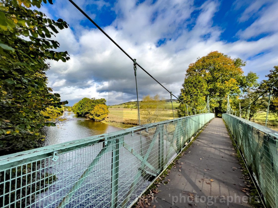 "Suspension Bridge, Addingham, Yorkshire." stock image