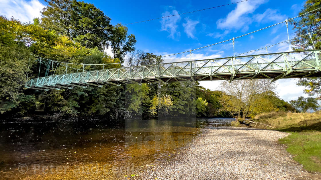 "Suspension Bridge, Addingham, Yorkshire." stock image