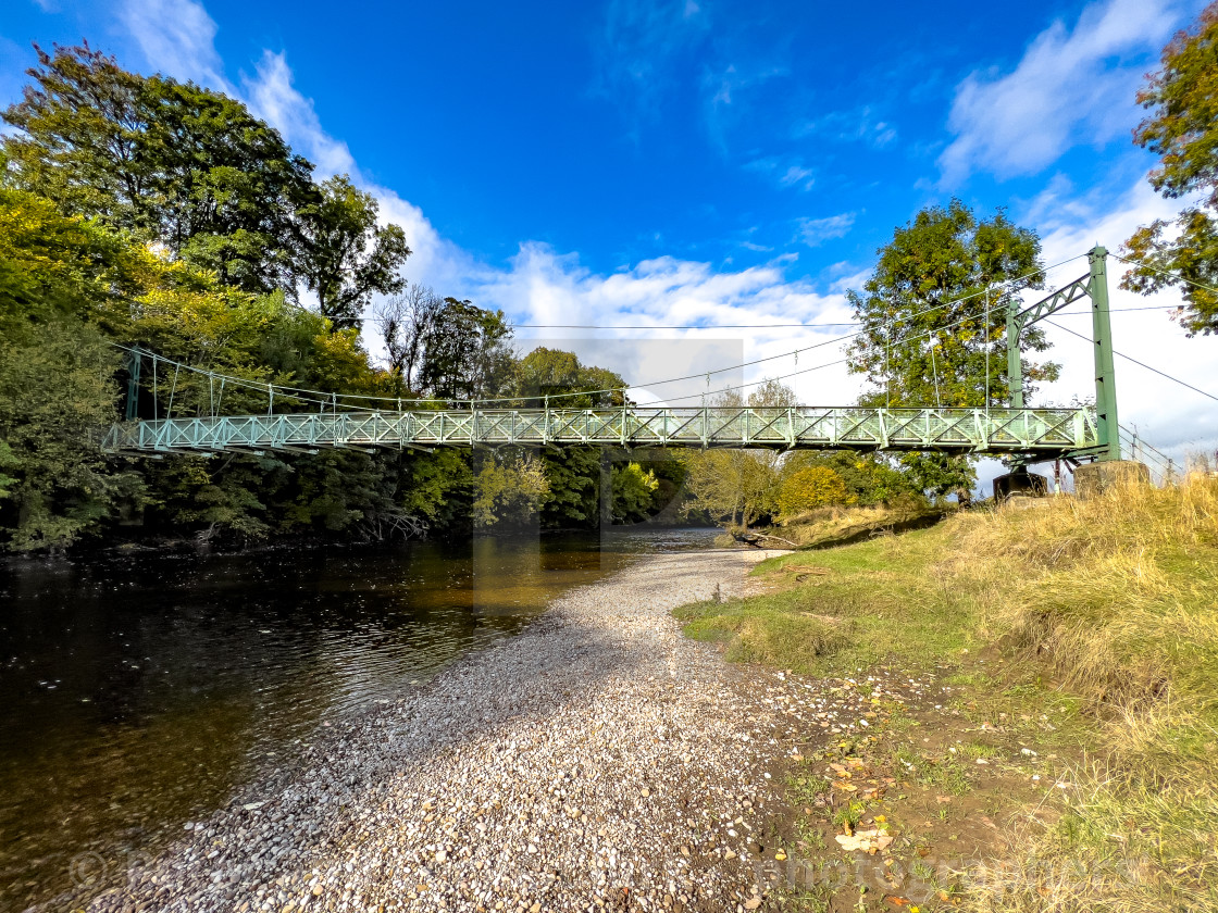 "Suspension Bridge, Addingham, Yorkshire." stock image