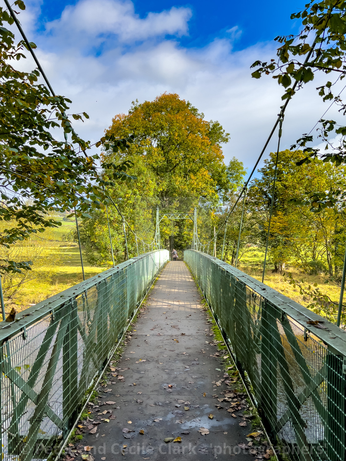 "Suspension Bridge, Addingham, Yorkshire." stock image