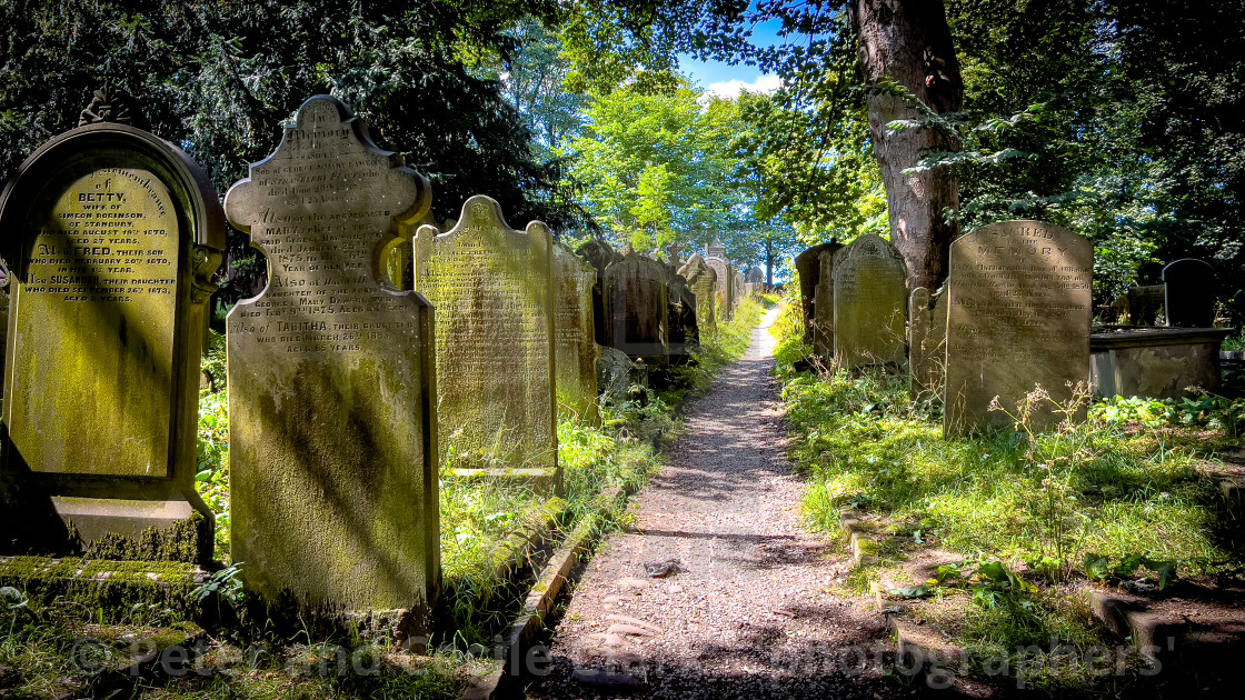 "Graveyard, St Michael and All Angels' Church, Haworth, Bronte Country," stock image