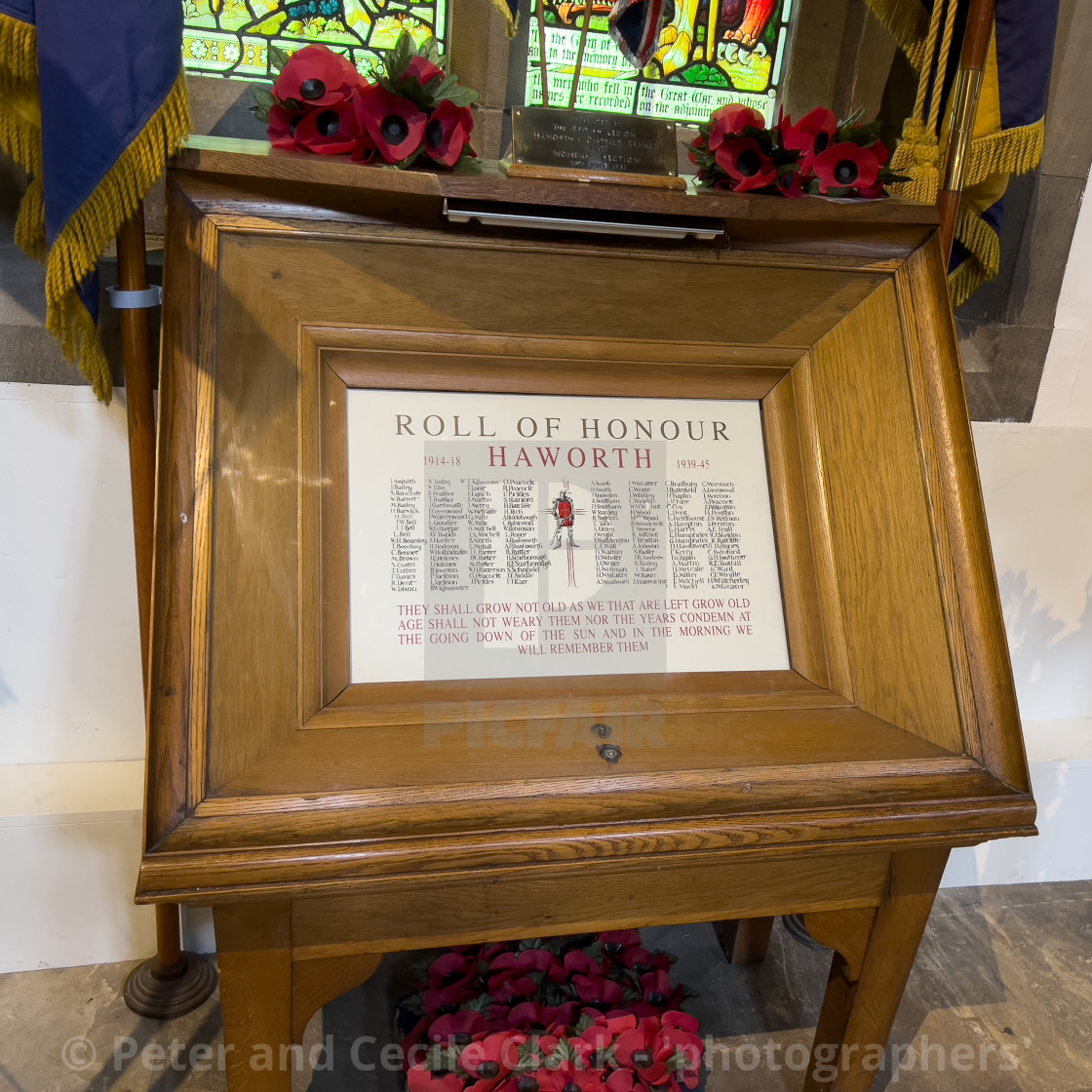 "Roll of Honour, Haworth." stock image