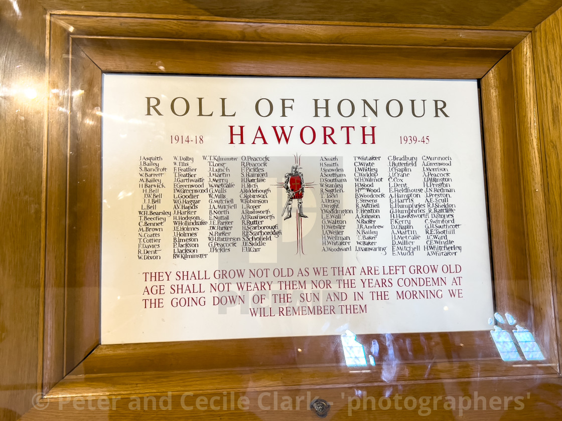 "Roll of Honour, Haworth." stock image