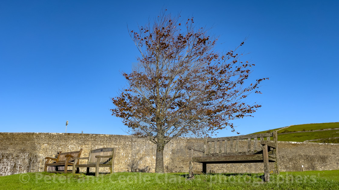 "Bench Seating, Burnsall, Yorkshire Dales." stock image