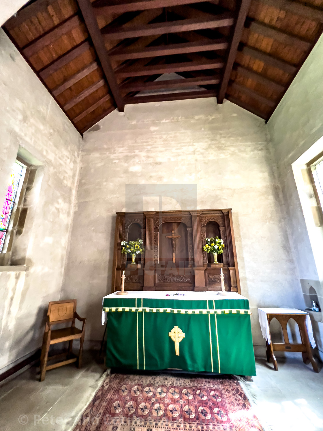 "Saint Chads Church, the altar. Hutton le Hole" stock image